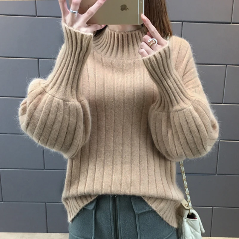 Lantern Sleeve Women Autumn Winter Sweater Solid Black White Turtleneck High Quality Warm Female Jumper Casual
Lantern Sleeve Women Autumn Winter Sweater Solid Black White Turtleneck High Quality Warm Female Jumper Casual