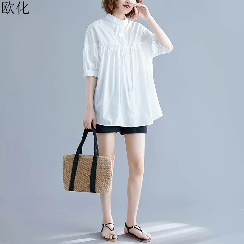 2019 Summer Women White Blouse Plus Size Korean Cotton Cardigan Roupa Feminina Big Size Loose Casual Button Shirts Thin 4XL 5XL
2019 Summer Women White Blouse Plus Size Korean Cotton Cardigan Roupa Feminina Big Size Loose Casual Button Shirts Thin 4XL 5XL