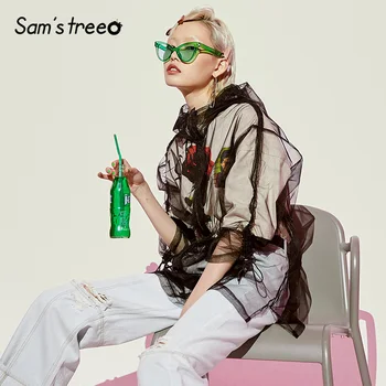 Samstree Black Mesh Loose Hooded Women Coat Fashion Korea Lace up Female Coats 2019 Summer Sun-Protective Woman Clothing
Samstree Black Mesh Loose Hooded Women Coat Fashion Korea Lace up Female Coats 2019 Summer Sun-Protective Woman Clothing