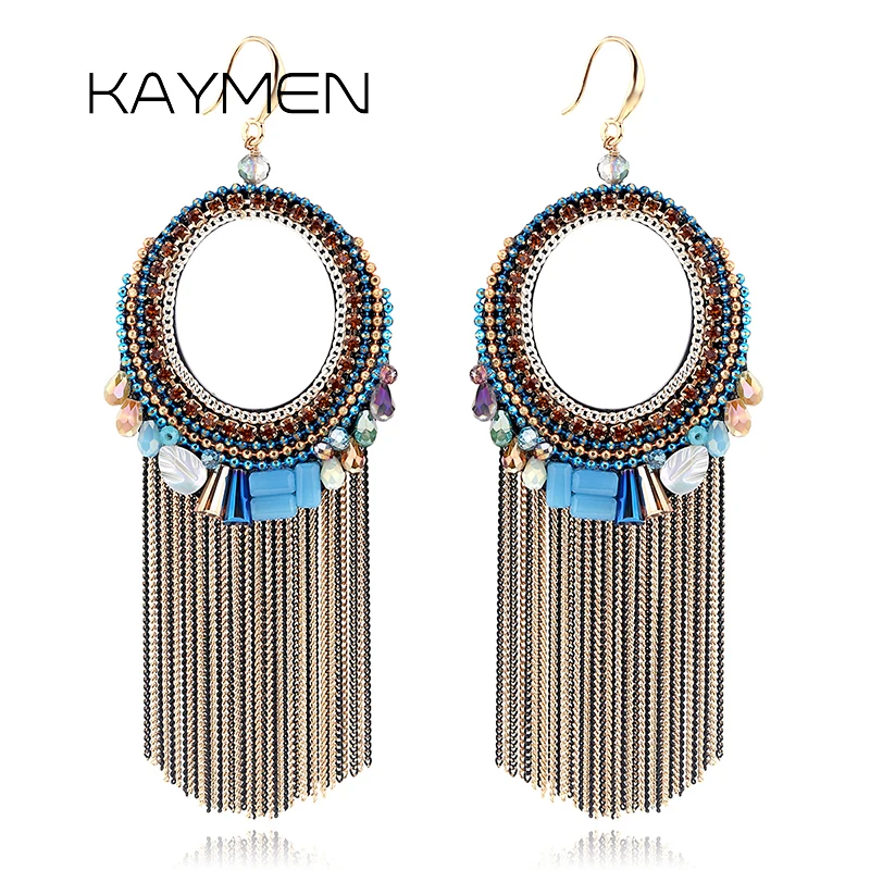 KAYMEN New Arrival Wholesale Fashion Earrings Jewelry Crystal and Chains Tassles Bohemian Ear-rings Statement Eardrop Earbob
KAYMEN New Arrival Wholesale Fashion Earrings Jewelry Crystal and Chains Tassles Bohemian Ear-rings Statement Eardrop Earbob