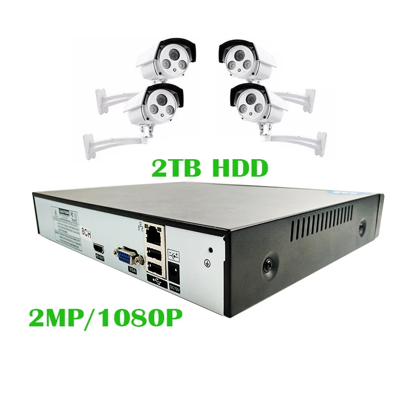 1080P 2MP IR Bullet IP Camera Night Vision 2MP IP CCTV Camera Kit 8channel NVR ONVIF P2P 2TB HDD
1080P 2MP IR Bullet IP Camera Night Vision 2MP IP CCTV Camera Kit 8channel NVR ONVIF P2P 2TB HDD
