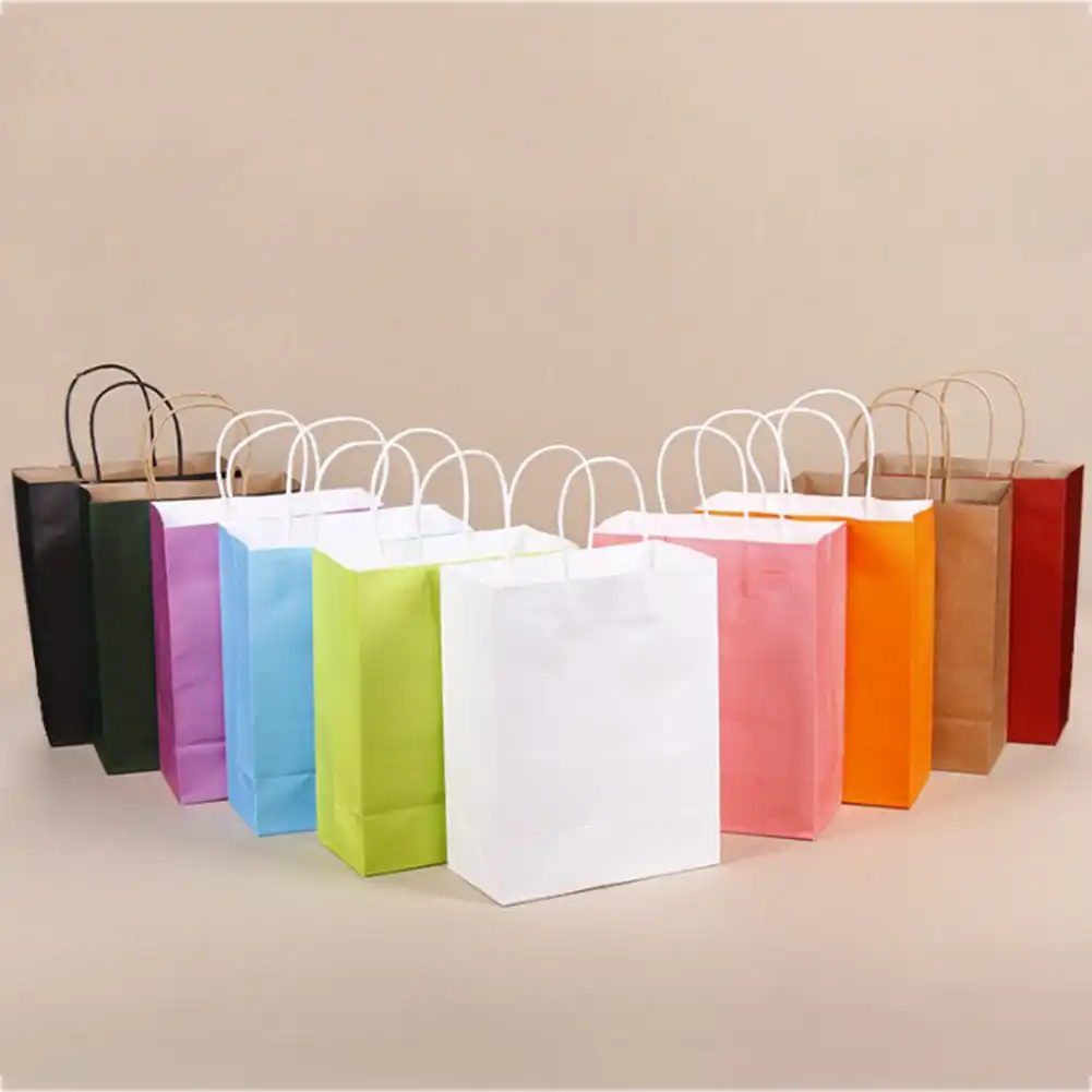 color environment friendly kraft paper bag gift bag with handles