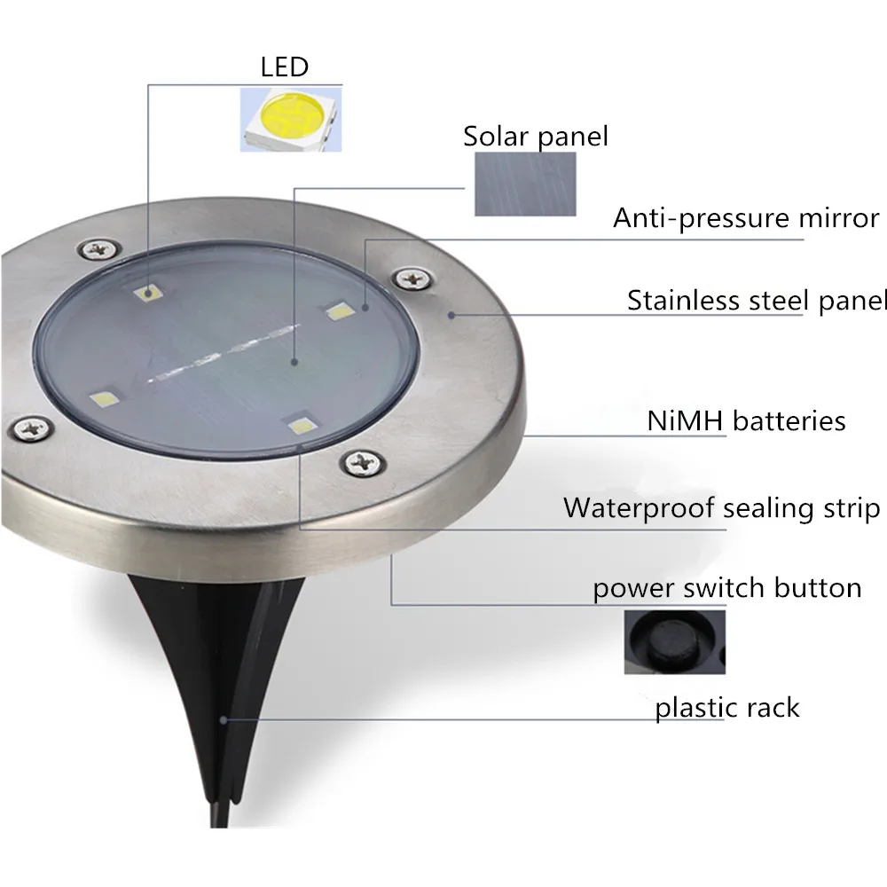 Multiple Pieces 4 8 12 16led Solar Underground Lights Stainless Steel Solar Buried Floor Light Outdoor Garden Path Ground Lights
Multiple Pieces 4 8 12 16led Solar Underground Lights Stainless Steel Solar Buried Floor Light Outdoor Garden Path Ground Lights