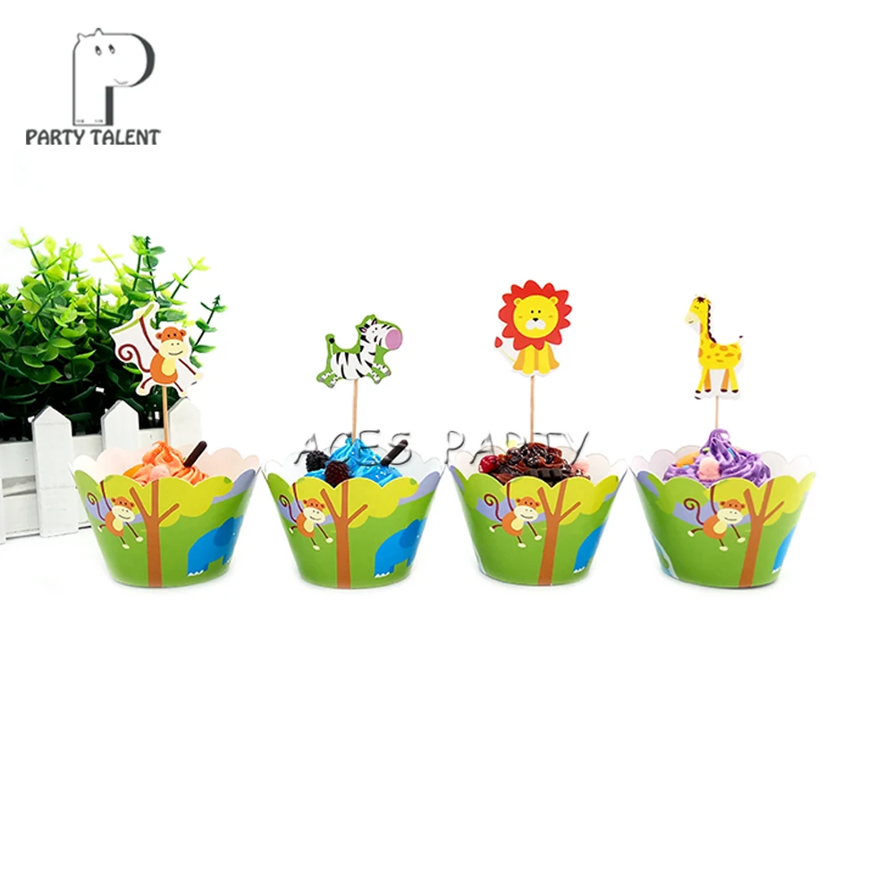 Cake Accessory 24pcs/lot Jungle Animals 12pcs Wrappers + 12pcs Toppers for Children Kids Birthday Party Cupcake Decoration
Cake Accessory 24pcs/lot Jungle Animals 12pcs Wrappers + 12pcs Toppers for Children Kids Birthday Party Cupcake Decoration
