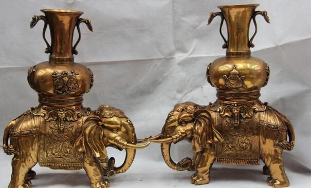 Elegant old S1491 Marka China Brass Copper Elephant Bottle Cup Vase Pot Incense Burner Censer Pair
Elegant old S1491 Marka China Brass Copper Elephant Bottle Cup Vase Pot Incense Burner Censer Pair