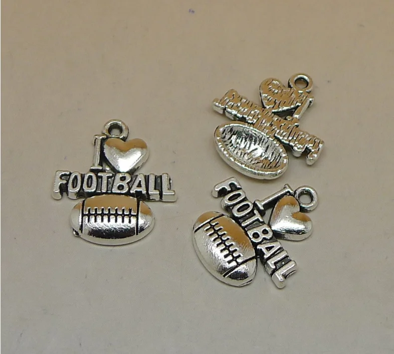 50pcs/lot 19*20mm I love Football Charm Antique Silver Tone Football Pendants For Jewelry Findings
50pcs/lot 19*20mm I love Football Charm Antique Silver Tone Football Pendants For Jewelry Findings