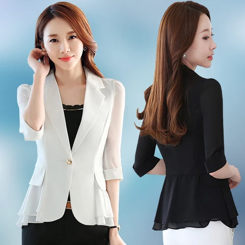 Suit Women 2018 Summer Slim Chiffon Patchwork White Short Blazer Korean Female Blazer Jackets Office Lady Suit Blazer
Suit Women 2018 Summer Slim Chiffon Patchwork White Short Blazer Korean Female Blazer Jackets Office Lady Suit Blazer
