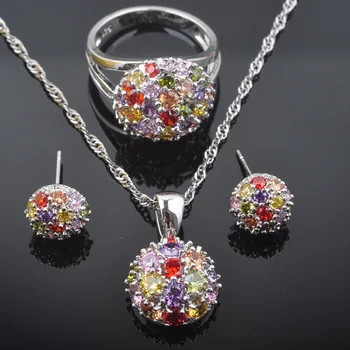New 2017 Fashion Multicolor Zirconia Women's Silver Color Jewelry Sets Earrings/Pendant/Necklace/Rings QZ0548
New 2017 Fashion Multicolor Zirconia Women's Silver Color Jewelry Sets Earrings/Pendant/Necklace/Rings QZ0548