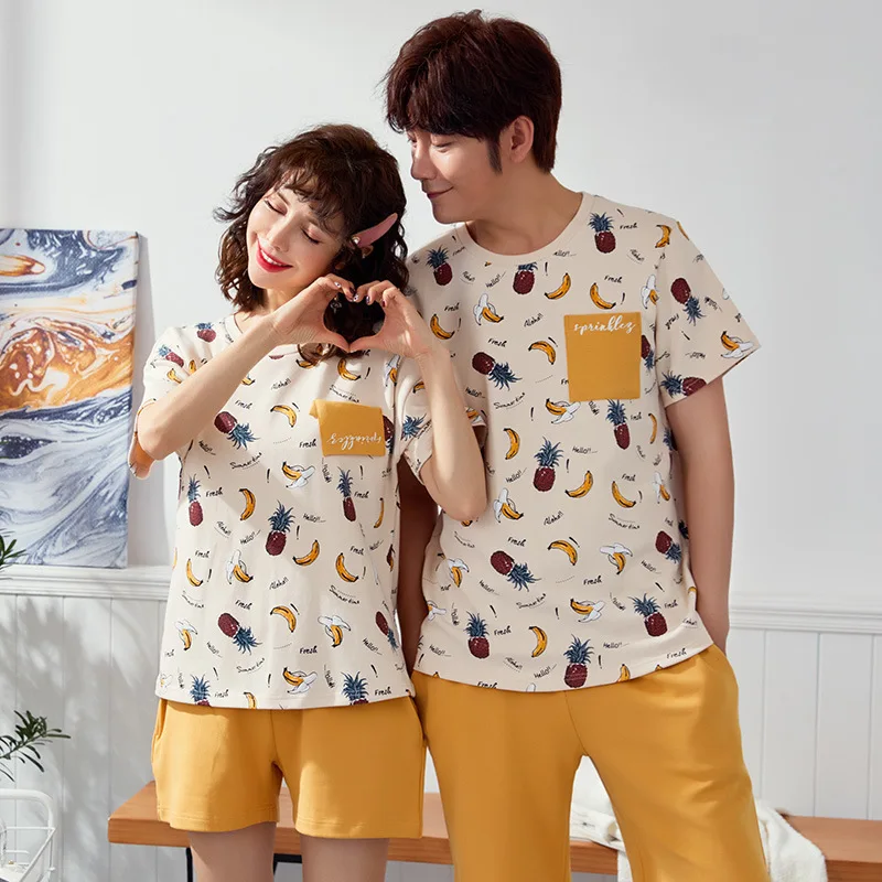 New Cotton Pyjamas Women Shorts 2019 Summer Sleepwear for Couple Home Suit Fruit Printing Cute Pajama Couple Loungewear sets
New Cotton Pyjamas Women Shorts 2019 Summer Sleepwear for Couple Home Suit Fruit Printing Cute Pajama Couple Loungewear sets