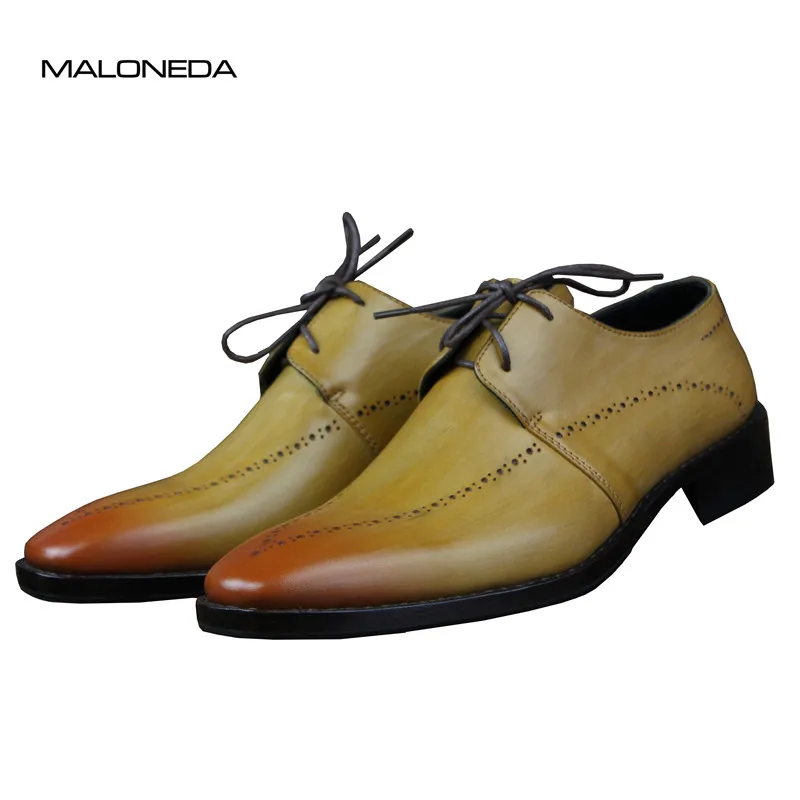 

MALONEDA Brand New Bespoke Mixed Color Goodyear Welted Handmade Genuine Leather Lace up Dress Shoes for Men's Wedding Party