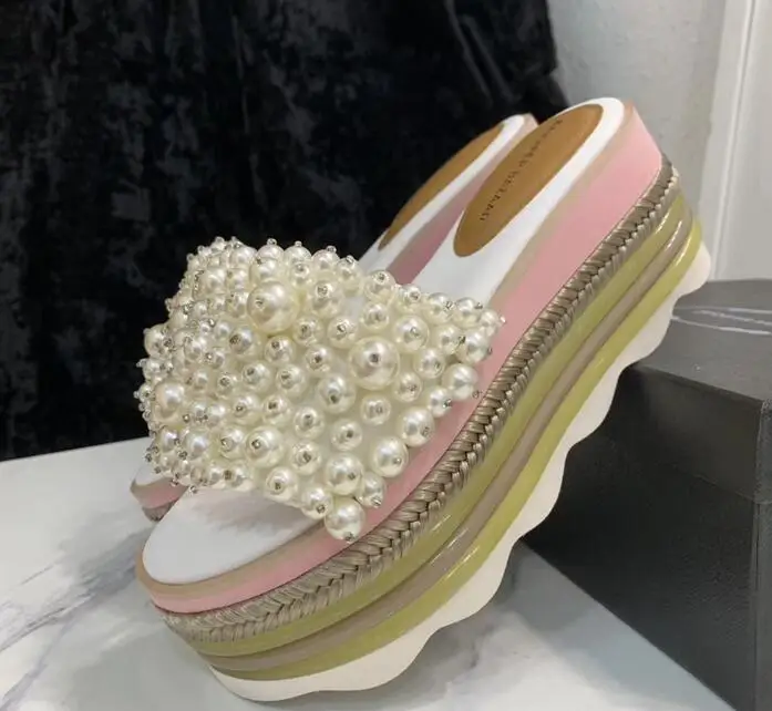 2019 Sandals Women Slippers Woman Shoes Beach Wild Pearl Wedge Thick Bottom Flip Platform Slippers
2019 Sandals Women Slippers Woman Shoes Beach Wild Pearl Wedge Thick Bottom Flip Platform Slippers