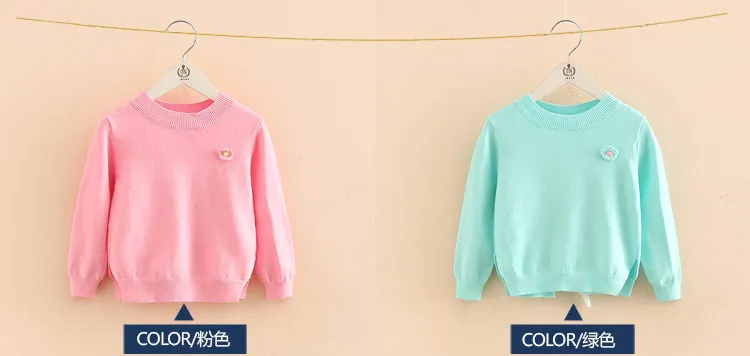 2018 Autumn Spring 2-10 Years Old Gift Children'S Clothing O-Neck Long Sleeve Candy Color Knitted Kids Baby Girls Sweater (6)