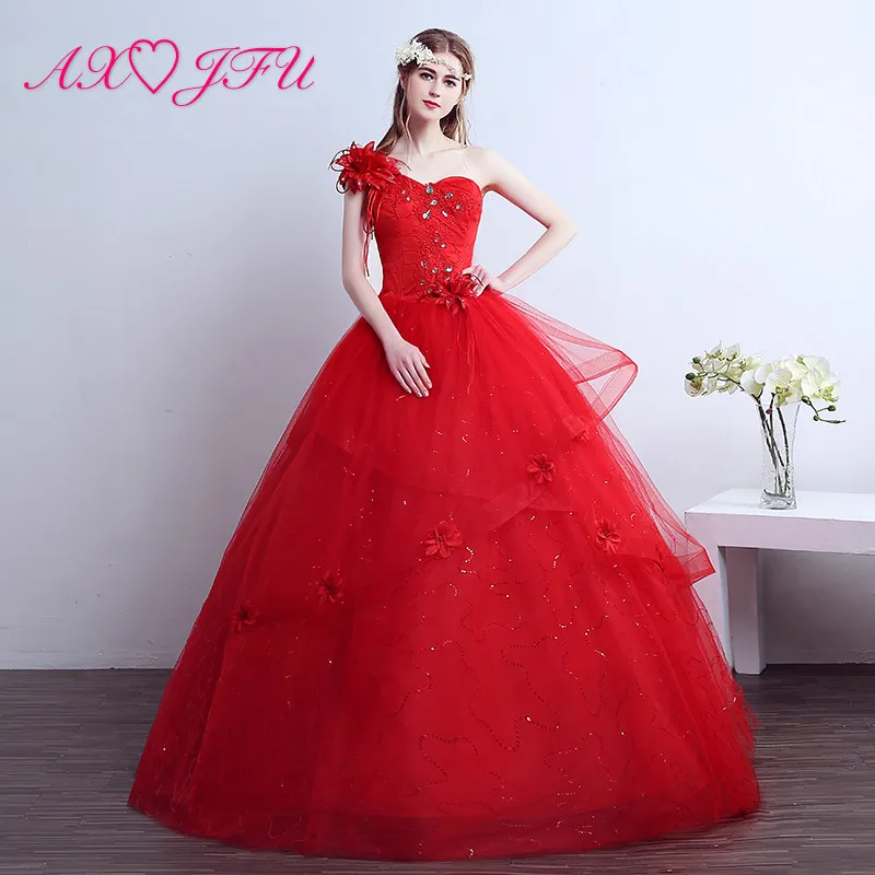 AXJFU princess red lace flower Wedding Dress dubai big flower one shoulder beading crystal ruffles white wedding dress
AXJFU princess red lace flower Wedding Dress dubai big flower one shoulder beading crystal ruffles white wedding dress