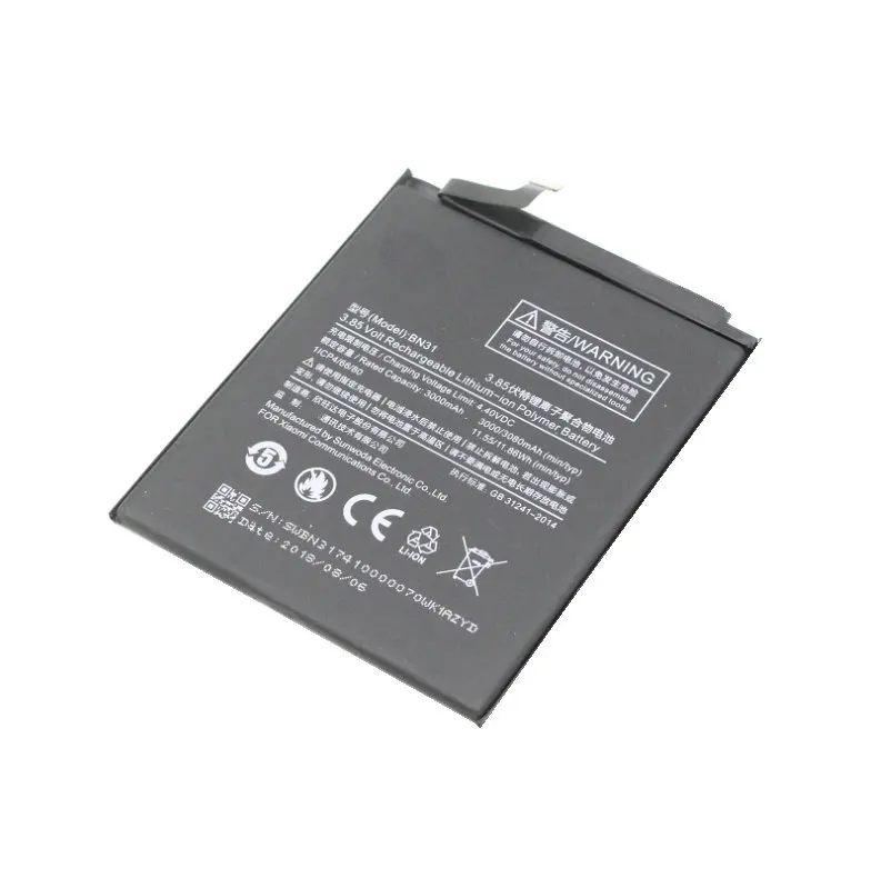 1x 3080mAh BN31 Battery For Xiaomi Mi5X Mi 5X Redmi Note 5A Pro 5A For Xiaomi Mi A1 / Redmi Y1 Lite Battery
1x 3080mAh BN31 Battery For Xiaomi Mi5X Mi 5X Redmi Note 5A Pro 5A For Xiaomi Mi A1 / Redmi Y1 Lite Battery