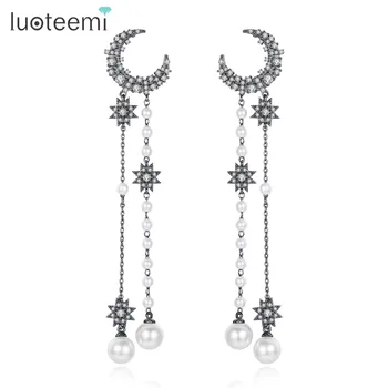 LUOTEEMI New Design Moon and Star Long Drop Dangle Earrings for Women Wedding Party Paved CZ Fashion Pendientes Christmas Gift
LUOTEEMI New Design Moon and Star Long Drop Dangle Earrings for Women Wedding Party Paved CZ Fashion Pendientes Christmas Gift