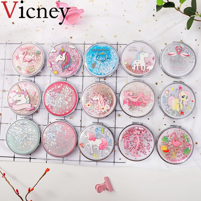 Mini Makeup Mirror Compact Pocket Mirror Portable Double-Sided Folding Cosmetic Mirror Female Gifts With flowing sparkling sand
Mini Makeup Mirror Compact Pocket Mirror Portable Double-Sided Folding Cosmetic Mirror Female Gifts With flowing sparkling sand