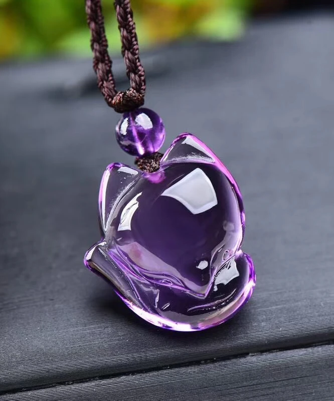 Natural AmethystSTONE carving charm fox Guardian Necklace Fashion Jewelry pendant Supernatural Amulet Knot Lucky
Natural AmethystSTONE carving charm fox Guardian Necklace Fashion Jewelry pendant Supernatural Amulet Knot Lucky
