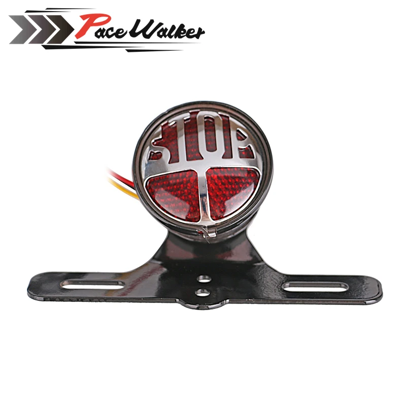 Hot Red and Black Rod Bobber Chopper Cafe Racer Tail STOP Light Chop Universal XS650 CB750 |