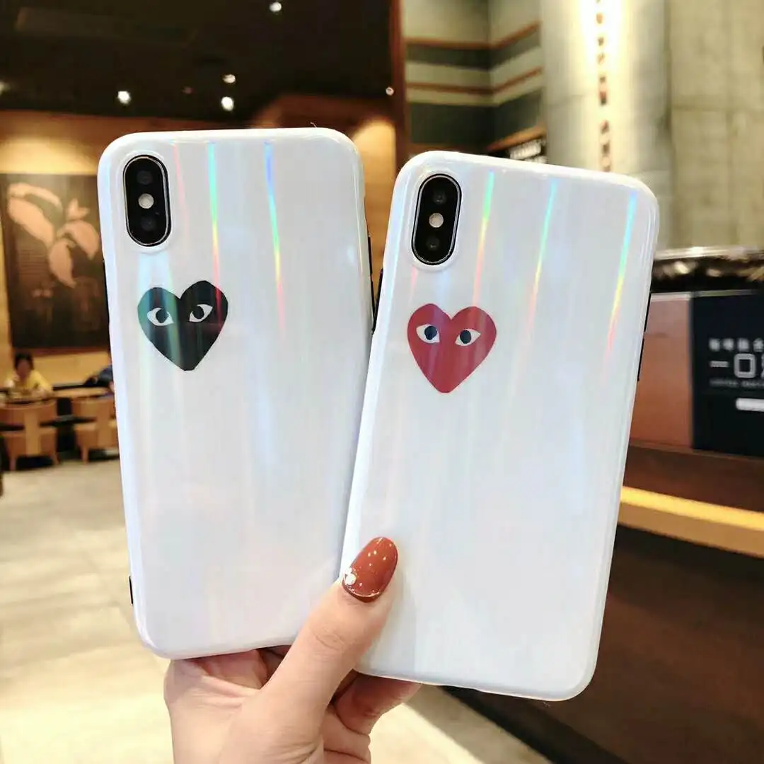 

Luxury Laser Aurora Love CDG Play Comme des Garcons Protect cover case for Huawei P20 Pro Mate 10 Pro Honor 10 Nova 2S Soft IMD