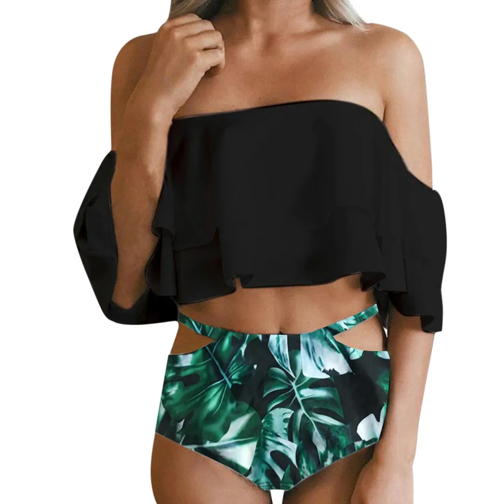 Womail Women's high waist ruffled leaf print biquinis feminino 2019 plus size beach vacation outfit conjuntos de mujer verano
Womail Women's high waist ruffled leaf print biquinis feminino 2019 plus size beach vacation outfit conjuntos de mujer verano