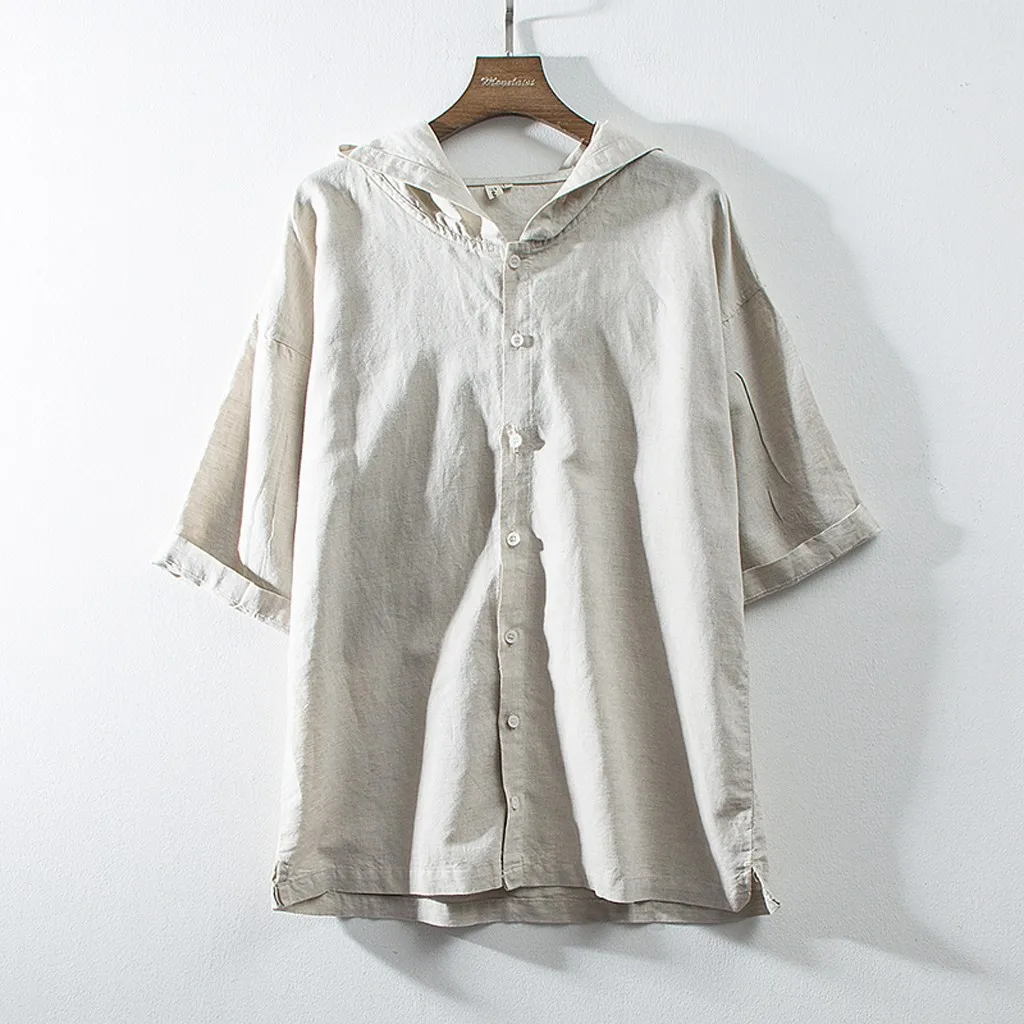 camisa masculina Men's Hooded Shirt Summer Cotton Linen Solid Color Short Sleeve Retro Shirts Sporty Tops Blouse Harajuku Shirt
camisa masculina Men's Hooded Shirt Summer Cotton Linen Solid Color Short Sleeve Retro Shirts Sporty Tops Blouse Harajuku Shirt