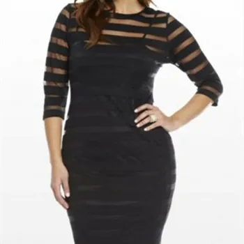 Plus Size Women Fashion Mesh Striped Pattern Outer Wear Dress Lady Casual Three Quarter Sleeve Mini Pencil Dress Hot
Plus Size Women Fashion Mesh Striped Pattern Outer Wear Dress Lady Casual Three Quarter Sleeve Mini Pencil Dress Hot
