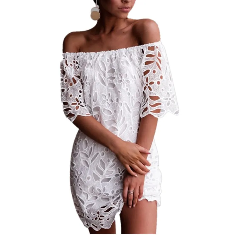White Sexy Off Shoulder Lace Hollow Out Mini Dress Women's dress Casual Backless Elegant Party Dresses 2019 Sundress Vestidos
White Sexy Off Shoulder Lace Hollow Out Mini Dress Women's dress Casual Backless Elegant Party Dresses 2019 Sundress Vestidos