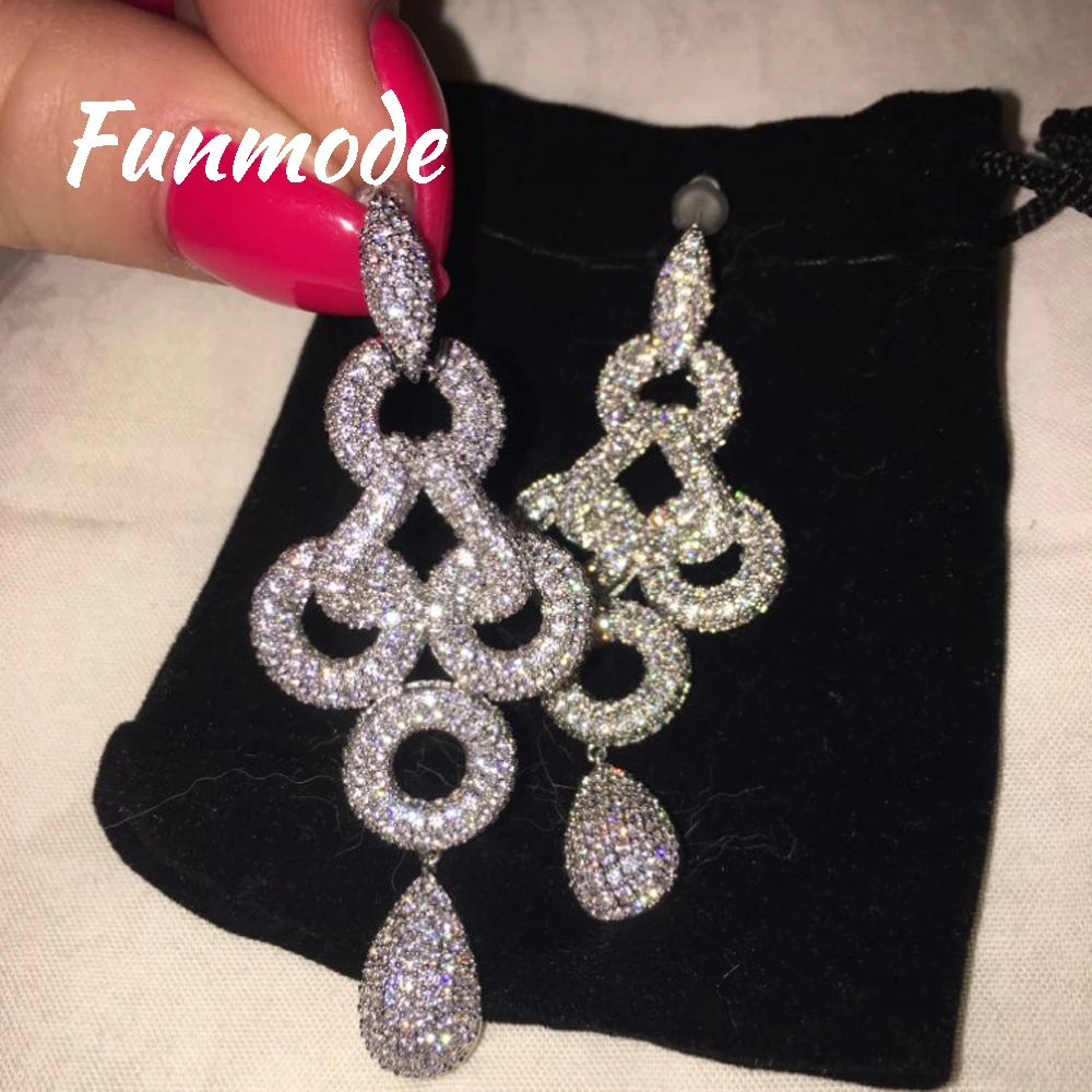 Funmode Luxury Micro CZ Pave Long Dangle Drop Earrings Flower Design Brinco for Women Jewelry Pendientes Mujer Moda 2018 F014E
Funmode Luxury Micro CZ Pave Long Dangle Drop Earrings Flower Design Brinco for Women Jewelry Pendientes Mujer Moda 2018 F014E