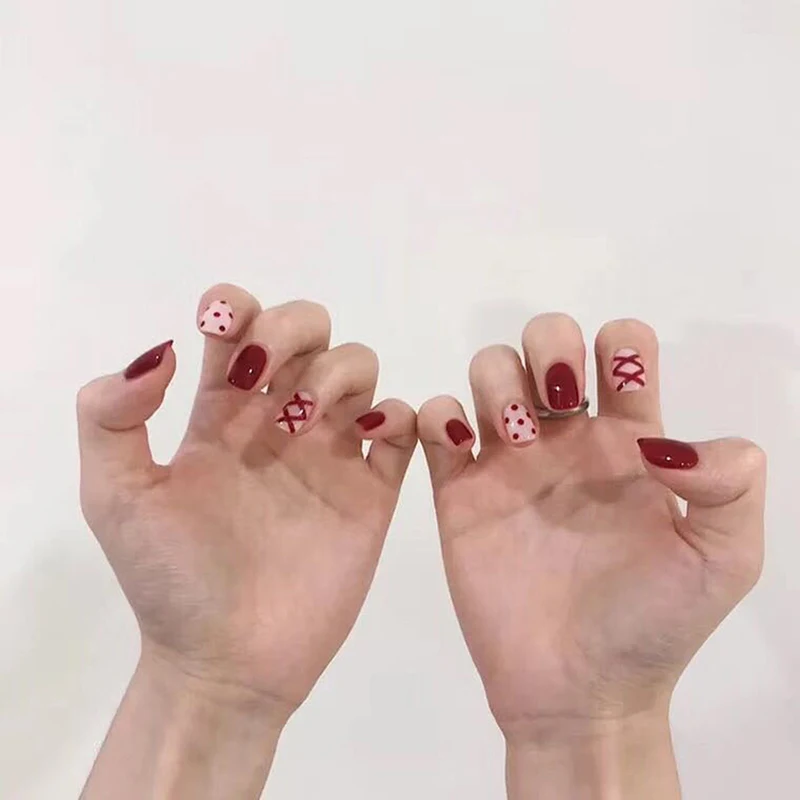 24PCS Deep Wine Red Sequins Fake False 3D Fashion Full Nails Tips Sticker Press On Nails Nail Art With Glue
24PCS Deep Wine Red Sequins Fake False 3D Fashion Full Nails Tips Sticker Press On Nails Nail Art With Glue