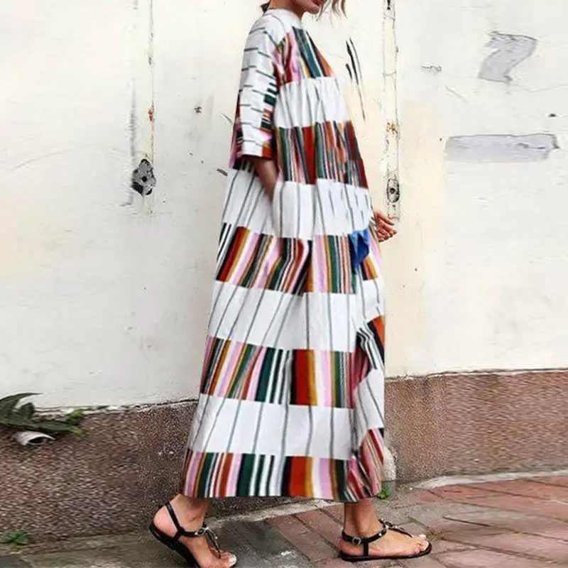 Summer Loose Striped Dress Women Long Sleeve O Neck Maxi Dresses Floor-Length A Line Female Dresses
Summer Loose Striped Dress Women Long Sleeve O Neck Maxi Dresses Floor-Length A Line Female Dresses