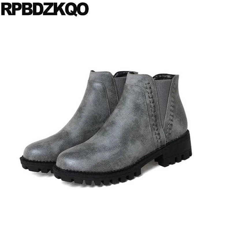 Booties Platform Women Ankle Boots Medium Heel Chelsea Slip On Waterproof Gray Cheap Round Toe Shoes Big Size 10 Chunky Short
Booties Platform Women Ankle Boots Medium Heel Chelsea Slip On Waterproof Gray Cheap Round Toe Shoes Big Size 10 Chunky Short