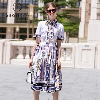 SEQINYY Vintage Printed Dress 2020 Summer Spring New Fashion Design Short Sleeve Bow Splice White A-line Women Shirt Dress
SEQINYY Vintage Printed Dress 2020 Summer Spring New Fashion Design Short Sleeve Bow Splice White A-line Women Shirt Dress
