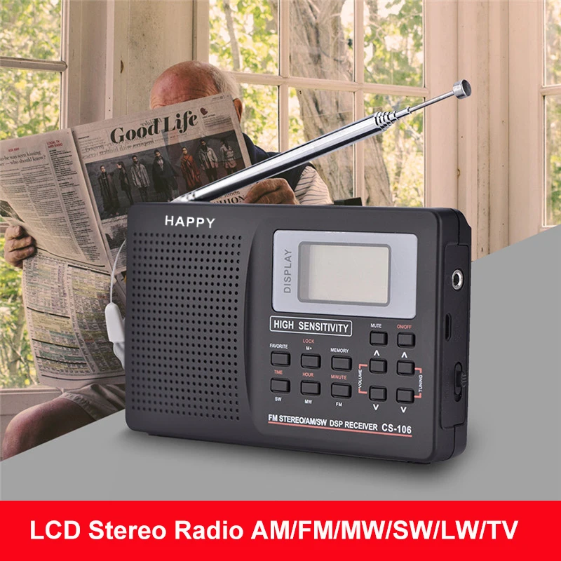 CS-106 Full-band Multiband Stereo Digital Tuner FM/AM/SW/LW/TV Sound Full-wave Band Receiver Radio Antenna with Earphone
CS-106 Full-band Multiband Stereo Digital Tuner FM/AM/SW/LW/TV Sound Full-wave Band Receiver Radio Antenna with Earphone