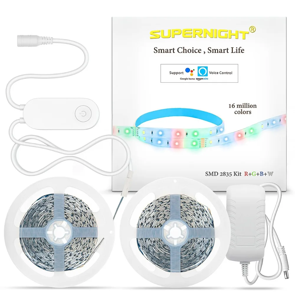 SMD 2835 RGBW Fairy LED Strip Lights Kit DC 12V 2*5M 280LEDs Flexible Lamp Band with 36W Power Adapter Smart APP Wifi Controller
SMD 2835 RGBW Fairy LED Strip Lights Kit DC 12V 2*5M 280LEDs Flexible Lamp Band with 36W Power Adapter Smart APP Wifi Controller