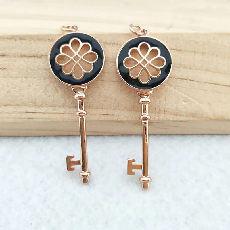 10 Pcs Key shaped Charm Jewelry CZ zircon Stone Micro pave Pendant women Finding DIY necklace making PD820 | Украшения и