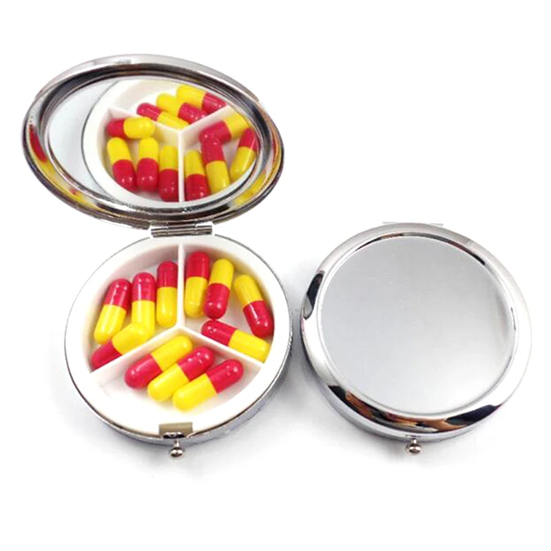 Portable Pill Cutter Splitters Silver Color Metal Box Folding Case Container For Simple Medicines Organizer | Красота и здоровье