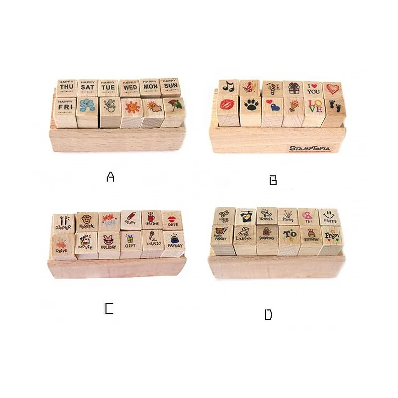 12pcs/set 4 designs wooden stamp Cute Cartoon Pattern Set Happy Life Love & Travel Dairy Wooden Rubber Stamp DIY tool
12pcs/set 4 designs wooden stamp Cute Cartoon Pattern Set Happy Life Love & Travel Dairy Wooden Rubber Stamp DIY tool