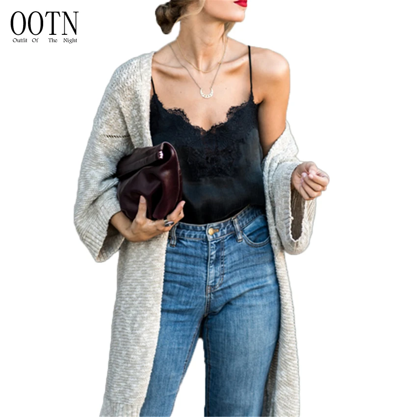 Image OOTN BX1508 casual black sexy tank tops women summer strap top ladies sun clothing satin tie tops 2017 summer