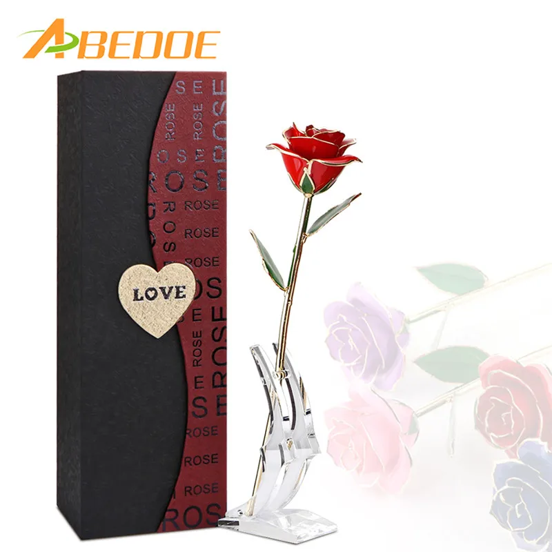 ABEDOE Valentine's Day 24K Gold Artificial Rose with Transparent Stand and Exquisite Gift Box Wedding Decoration for Lover Bride
ABEDOE Valentine's Day 24K Gold Artificial Rose with Transparent Stand and Exquisite Gift Box Wedding Decoration for Lover Bride