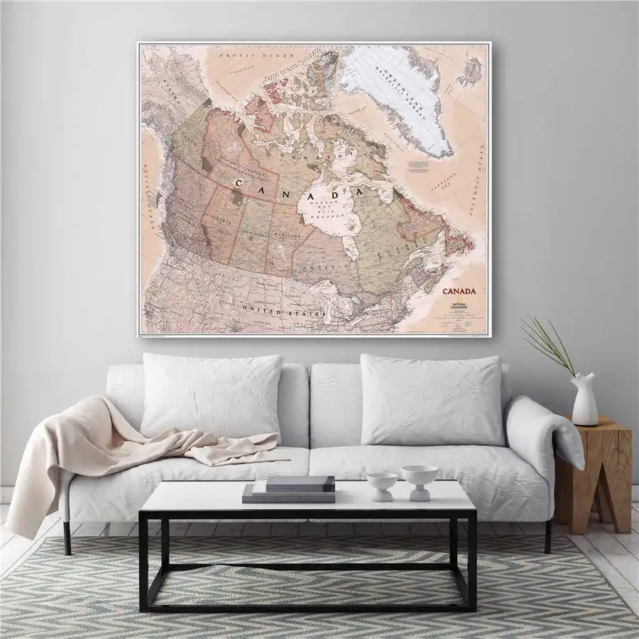 antique look canada map vintage canvas poster classic painting