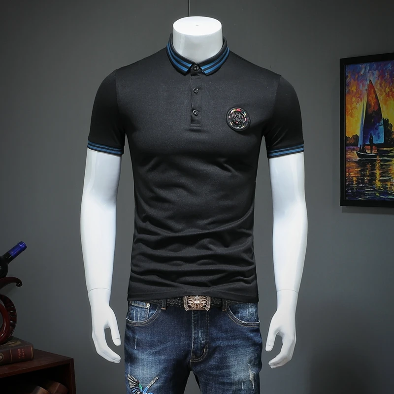 2019 summer men lapel POLO short-sleeved shirt Peacock embroidery embroidered qiantang qt2009 article number T309 P75
2019 summer men lapel POLO short-sleeved shirt Peacock embroidery embroidered qiantang qt2009 article number T309 P75
