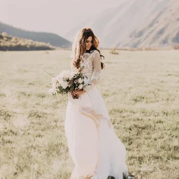new Boho Long Sleeve Wedding Dress Elegant Robe de mariee Vintage Lace Top New Bridal Dress Puffy Chiffon Wedding Dresses
new Boho Long Sleeve Wedding Dress Elegant Robe de mariee Vintage Lace Top New Bridal Dress Puffy Chiffon Wedding Dresses