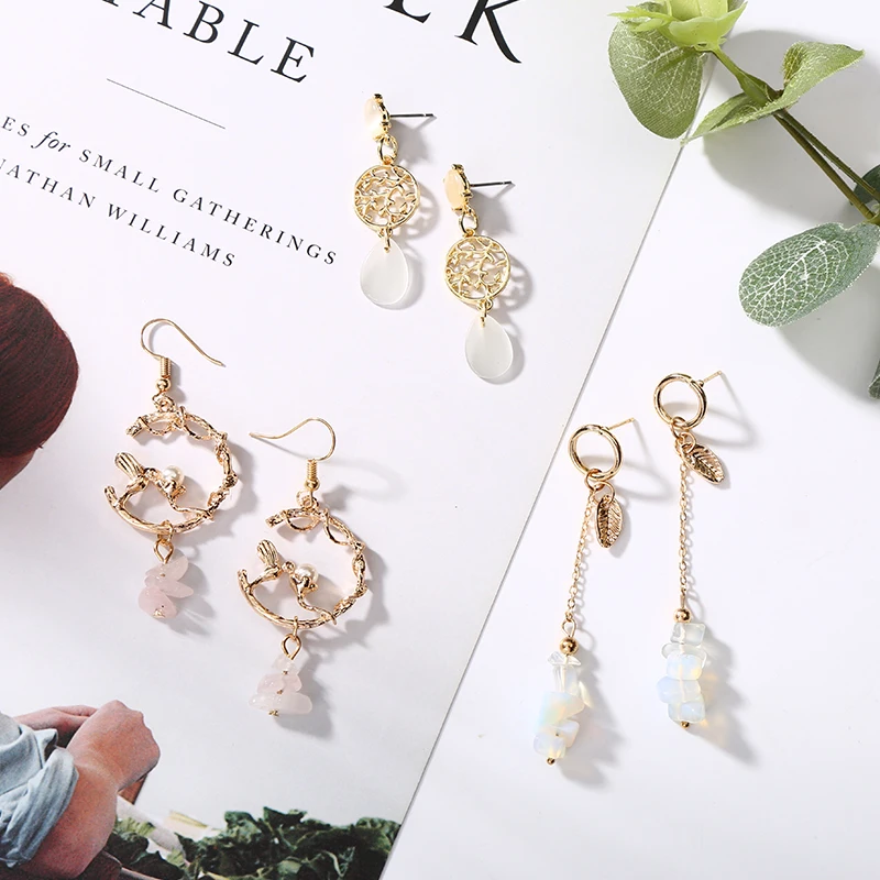 Unique Gold Color Eaddings for Women Leaf Irregular Opal EarDrop Long Dangle Earrings Girls Fashion Korean Style Jewelry Gift
Unique Gold Color Eaddings for Women Leaf Irregular Opal EarDrop Long Dangle Earrings Girls Fashion Korean Style Jewelry Gift