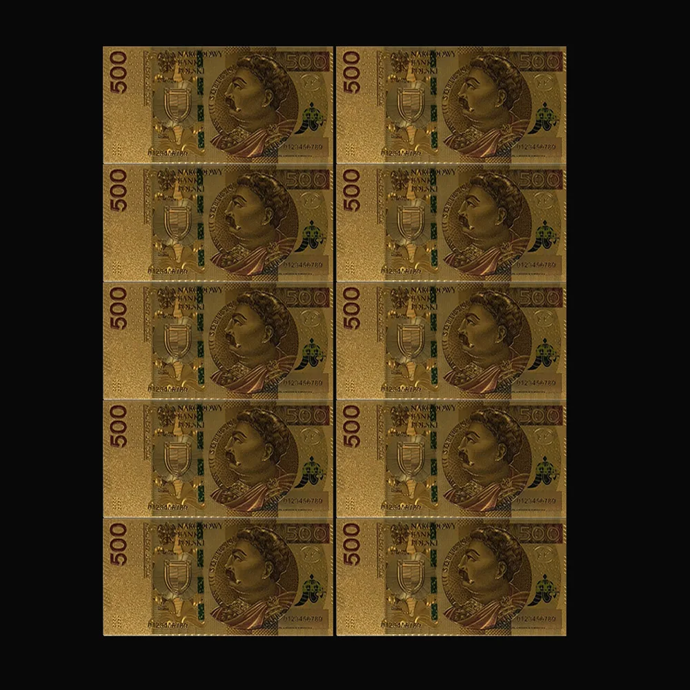 Free Shipping 10 Pieces / Set Polish Currency Color 24K Gold Foil Bills Banknotes 500 Zloty Bank Gifts
Free Shipping 10 Pieces / Set Polish Currency Color 24K Gold Foil Bills Banknotes 500 Zloty Bank Gifts