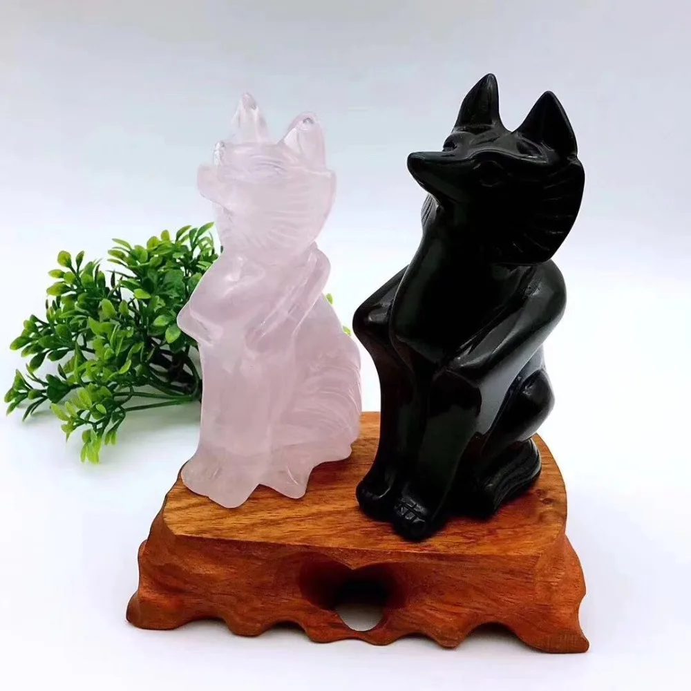 Hand carved fox figurines natural rose obsidian quartz crystal statue for Fengshui decoration JM
Hand carved fox figurines natural rose obsidian quartz crystal statue for Fengshui decoration JM