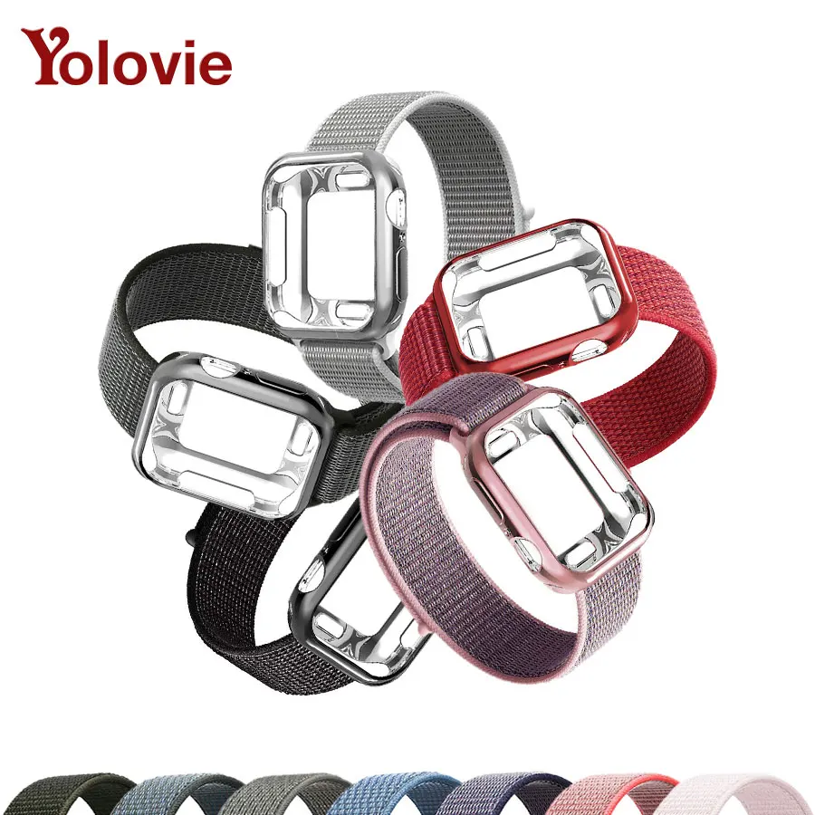 Nylon Loop Sport Band With TPU Watch Case For Apple Watch 38mm 42mm Watch Wrist Strap For iWatch 44mm With Bumper Case
Nylon Loop Sport Band With TPU Watch Case For Apple Watch 38mm 42mm Watch Wrist Strap For iWatch 44mm With Bumper Case