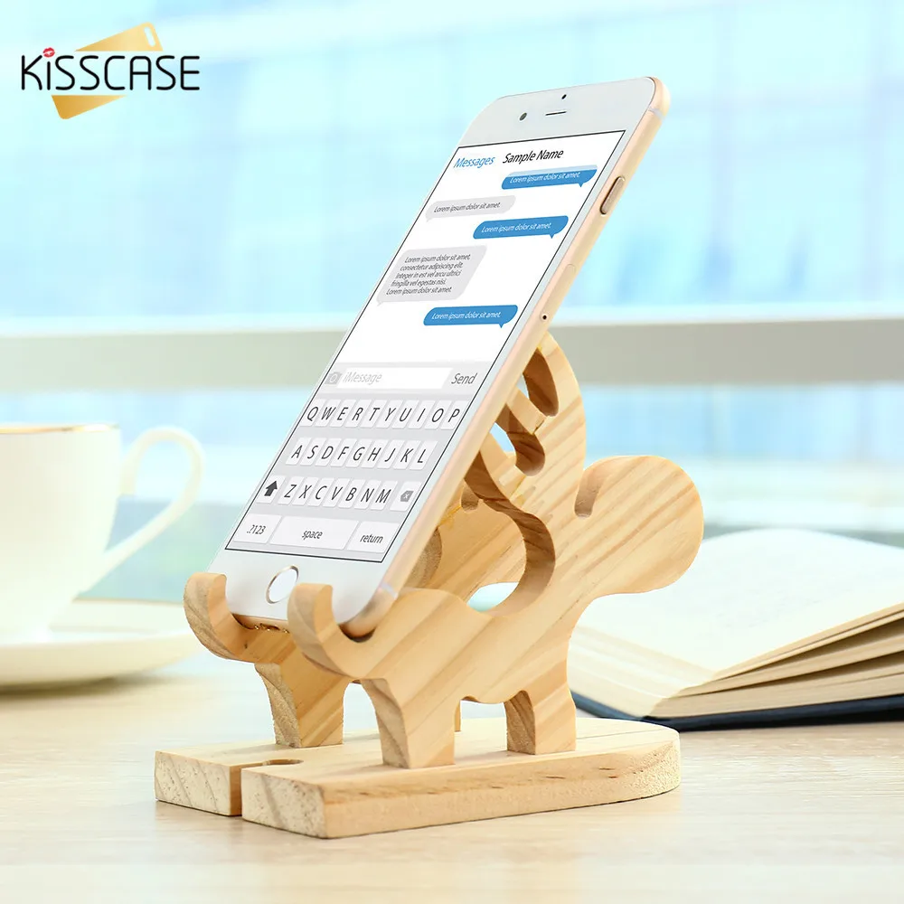 100% натуральный деревянный держатель KISSCASE для планшетов настольных телефонов