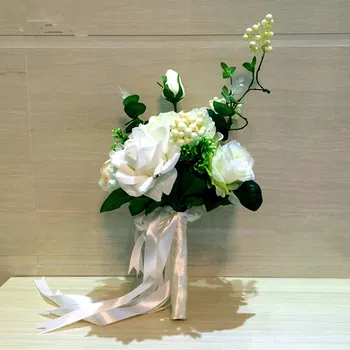 Holy Pure White Roses Berry Flower Bunch Dreamlike Wedding Flower Decoration Satin Ribbon Twine Handle DIY Bridal Bouquets
Holy Pure White Roses Berry Flower Bunch Dreamlike Wedding Flower Decoration Satin Ribbon Twine Handle DIY Bridal Bouquets
