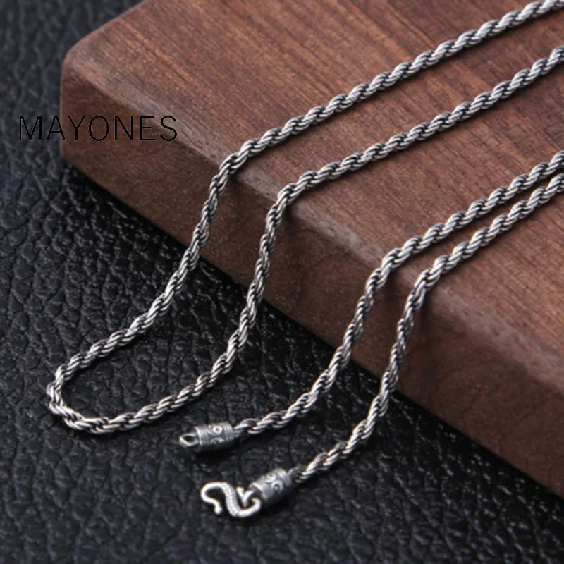 1.8mm Retro Twist Rope Chain Necklace for Men Women 925 Sterling Silver Necklace Mens Black Thai Silver Jewelry
1.8mm Retro Twist Rope Chain Necklace for Men Women 925 Sterling Silver Necklace Mens Black Thai Silver Jewelry