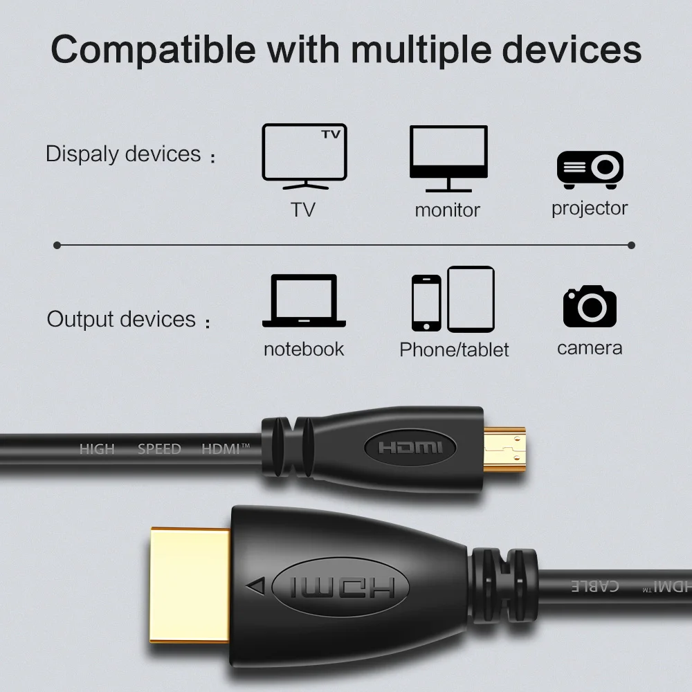 Кабель Micro HDMI к 1 м 5 3 3D 1080P 4 версия позолоченный кабель для телефона планшета HDTV